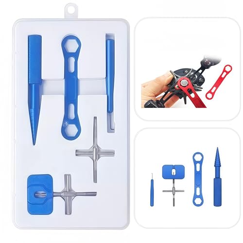 Fishing Reel Repair Kit with Disassembly Wrench and Bearing Tools - Aluminum, Blue
