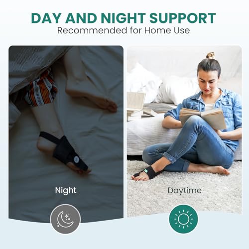 Welnove Bunion Corrector - Black Toe Separator Splint, 2 Pairs Day/Night Support