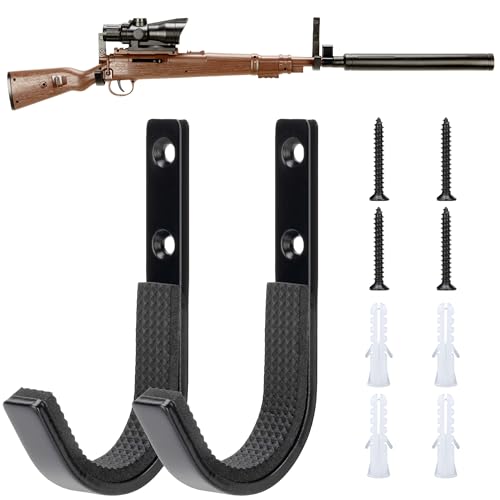Horizontal Wall Mount Gun Rack - Metal Shotgun & Rifle Hanger - 1 Pair