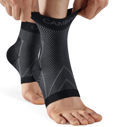 Ankle Compression Sleeve - 15-20 mmHg Support - Black, Large
