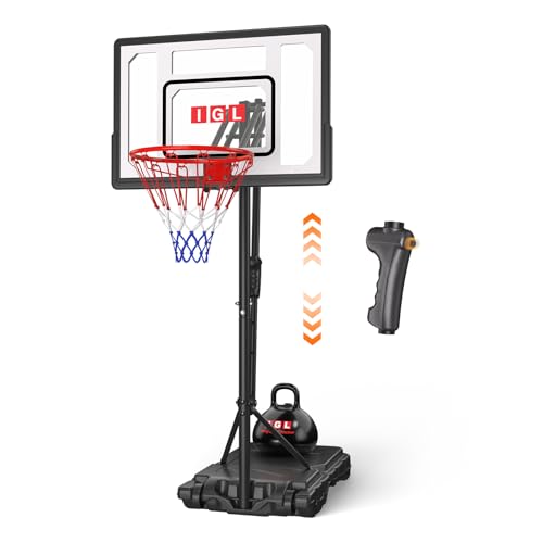 Adjustable Kids Basketball Hoop - 4-8.5ft, Portable with Wheels - Black