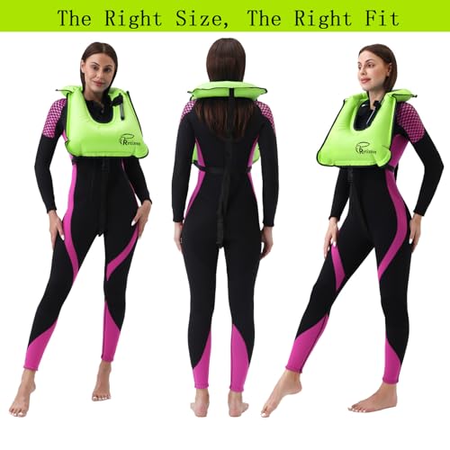 Inflatable Snorkel Vest for Adults - Green - 220 lbs Capacity