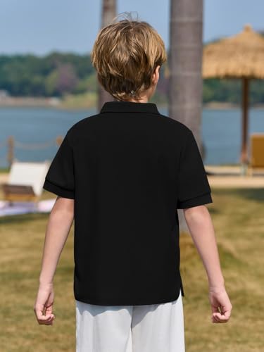 Boys Short Sleeve Pique Polo Shirt - School Uniform Black 7-8 Years