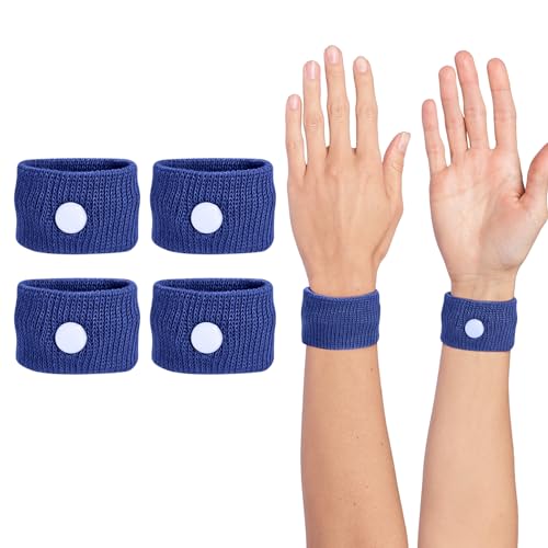 Acupressure Motion Sickness Wristbands for Nausea Relief - Dark Blue, 2 Pairs