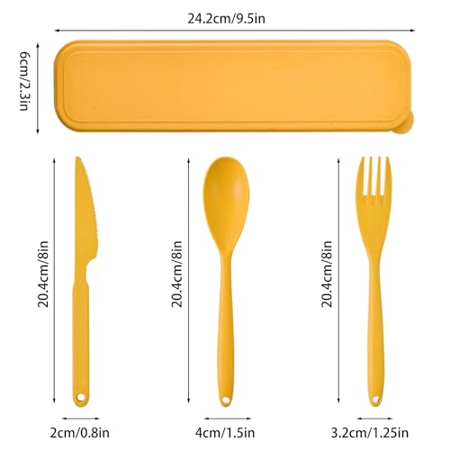 Large Utensils Set with Case - Reusable Travel Cutlery Set, 4 Colors