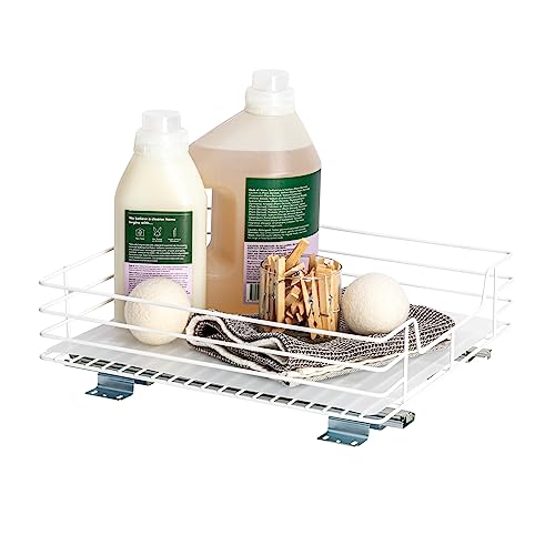 1-Tier Powder-Coated Steel Pantry Pull-Out Organizer White - 15"