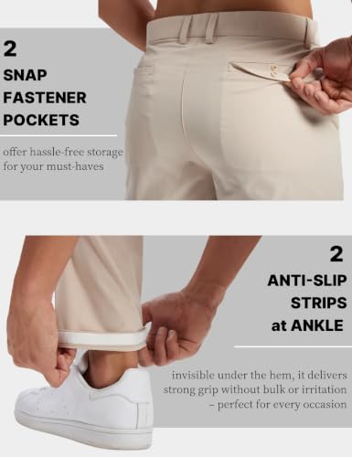 Zooxing Men's Golf Pants Lightweight Quick-Dry Anti-Slip 34W x 30L Khaki