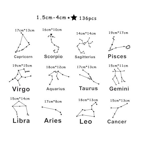 Constellation Wall Decals - Stars Wall Stickers for Nursery, Boys Bedroom, Kids Room - Vinyl Wall Decor Y85 (Black)