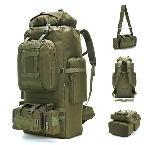 King'sGuard Army Green 100L Molle Camping Hiking Backpack Tactical Rucksack