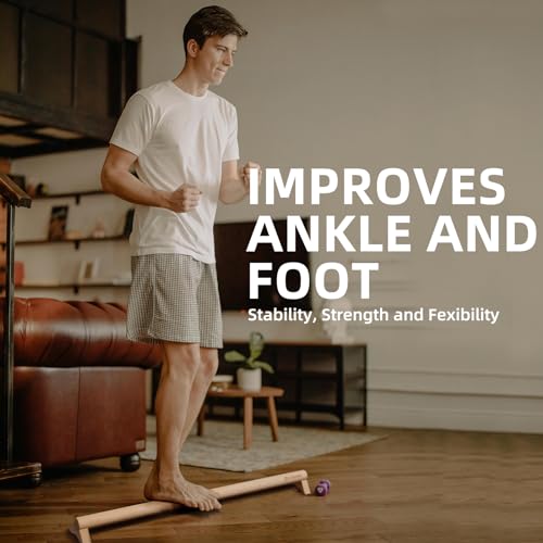 Comness Wood 40 Inch Beech Wood Balance Beam for Home & Therapy - Stability & Foot Relief