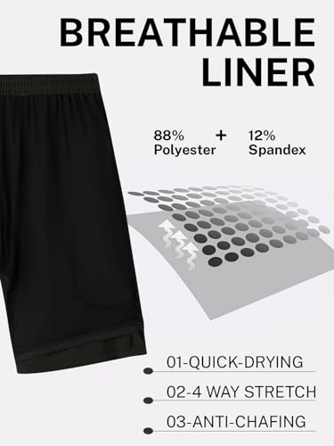 Men's Quick Dry Swim Trunks with Compression Liner & Zipper Pockets