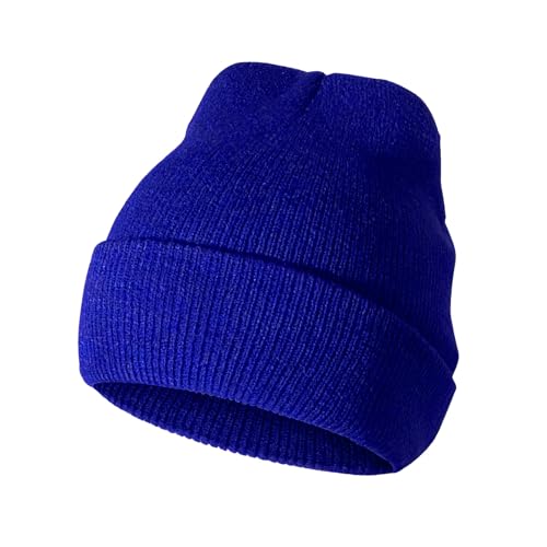 Knit Cuffed Beanie Hat for Women & Men - Dark Blue
