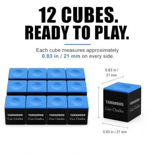 Billiard Cue Chalk - 12-Pack Blue Pool Chalk for Games