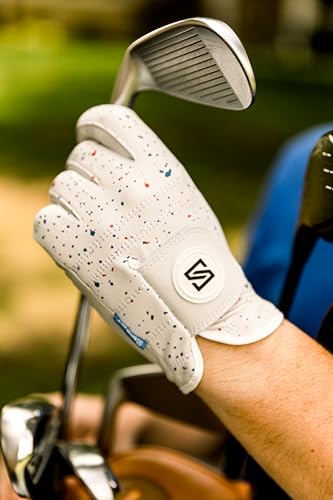 Premium Golf Glove - Left Handed Red & Blue Drip - Large