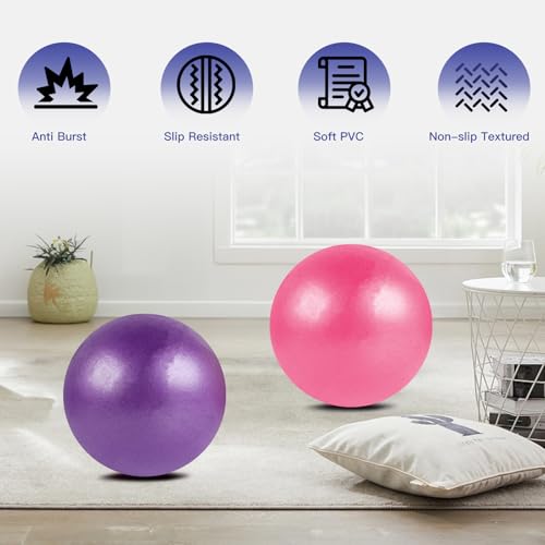 9-Inch Pilates Ball Set - 2 Colors with Pumps for Yoga & Therapy