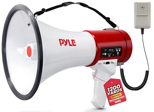 50W Megaphone Bullhorn with Siren & Detachable Microphone - 1600 Yards