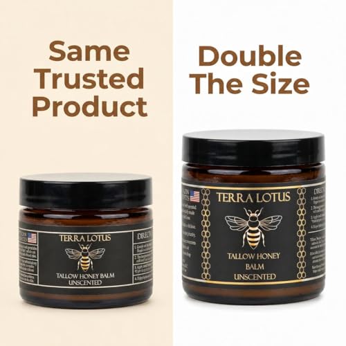 Terra Lotus Organic Grass-Fed Beef Tallow Balm Unscented 4 Oz - Natural Moisturizer