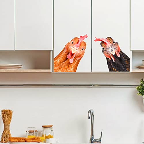Chicken Wall Decals - Peel & Stick Chicken Heads & Car Stickers - Funny Wall Decals for Kids, Kitchen, Bedroom, Playroom, Game Room, Farm, Barn
