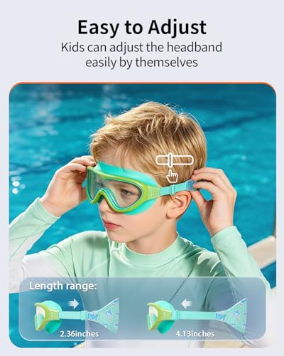 Pixel Panda Kids Swim Goggles 2 Pack Cyan & Purple for Ages 3-14, No Hair Pulling