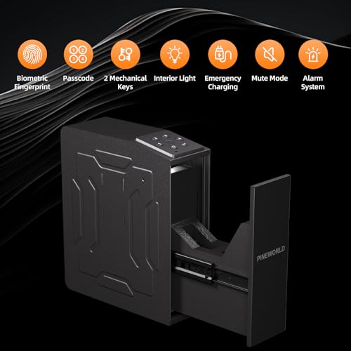 Biometric Handgun Safe with Auto Sliding Door & Keypad Access