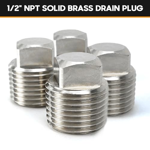 HAPDEN 316 Stainless Steel Boat Drain Plugs 1/2in NPT, 4 Pack, Silver