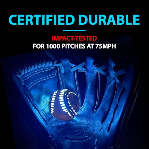 SPARK CATCH Glow in The Dark Baseball Ice Blue - Impact-Activated LED Night Game
