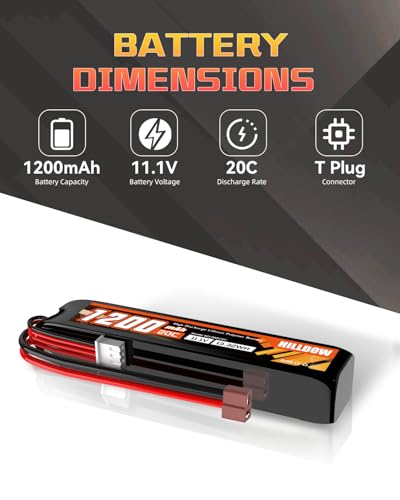 11.1V 1200mAh Airsoft Lipo Battery Pack with T Plug