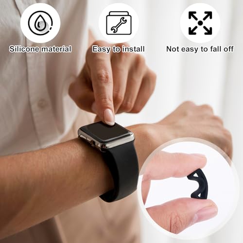 Silicone Watch Band Keepers - 6 Piece Replacement Loop Set - Black