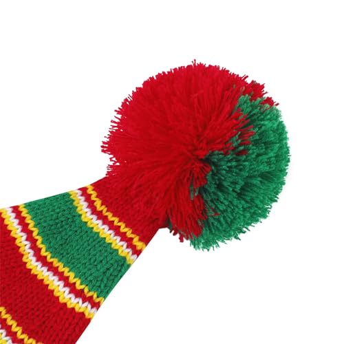 Christmas Beanie Hat for Adults - Santa Hat with Green Stripe