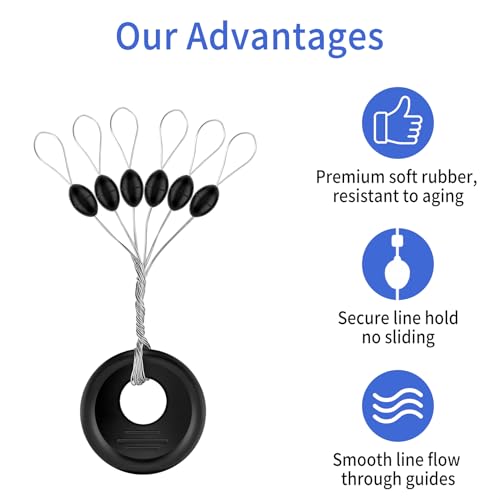 Fishing Bobber Beads Stoppers - 240 Pieces, Black S/M/L
