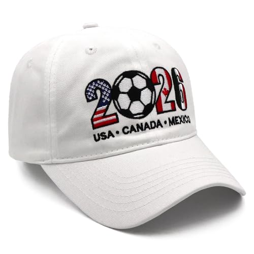 Soccer Hat - White Embroidered Baseball Cap for Fans