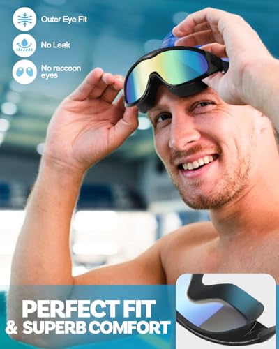 Swim Goggles - Anti-Fog & UV Protection, No Leak Design, 2 Pack
