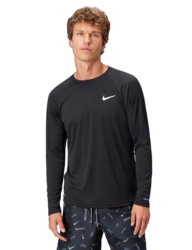 Nike Men's Long-Sleeve Hydroguard Shirt Large Black - Sports Performance Top