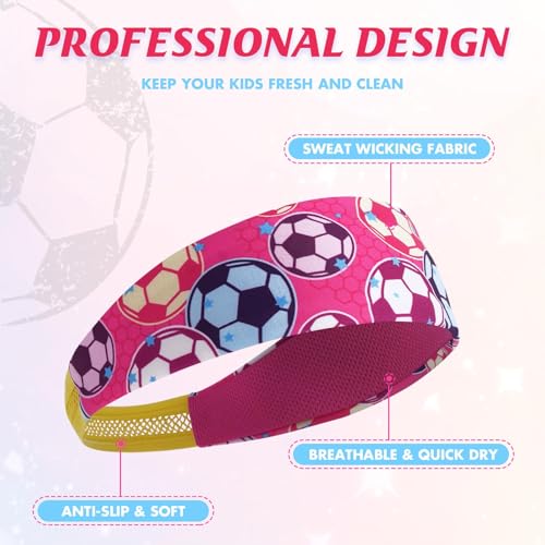 Soccer Headbands for Kids - 3 Pack in Pink, Yellow & Purple