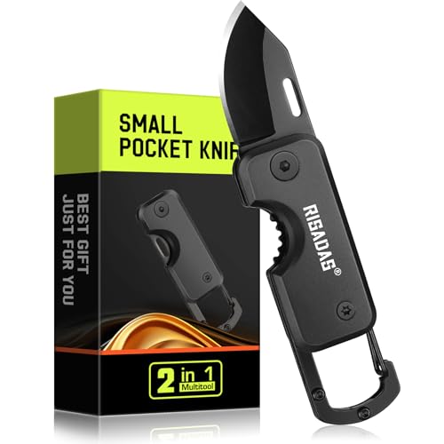 Folding Keychain Pocket Knife - Engraved Square Keyring Knife