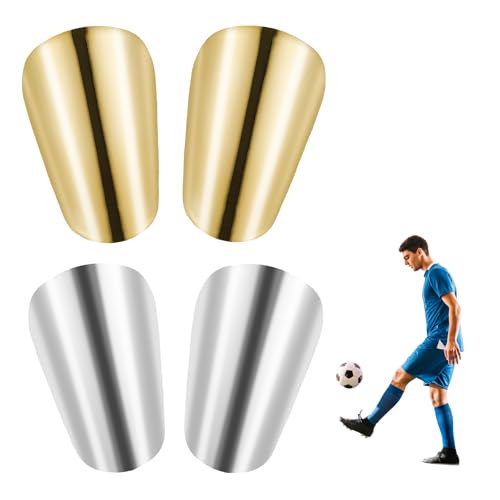 Mini Soccer Shin Guards for Kids & Teens - 2 Pairs, 3.9x2.3 Inch