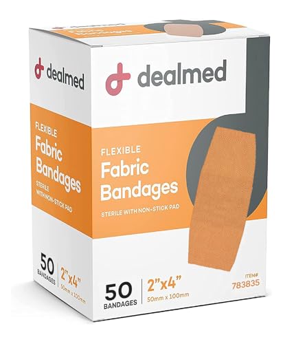 Fabric Adhesive Bandages 2 x 4 Inch - Non-Stick & Latex Free - 50 Count