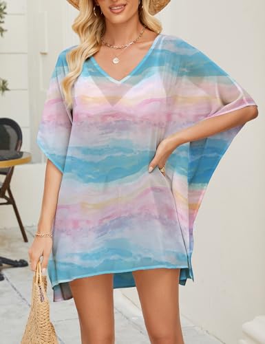 Women's Side Slit Chiffon Tunic V Neck Casual Top - Large