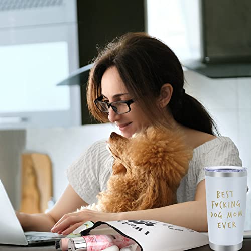 Dog Mom Gifts Wine Tumbler Gift Box - White, Socks & Makeup Bag