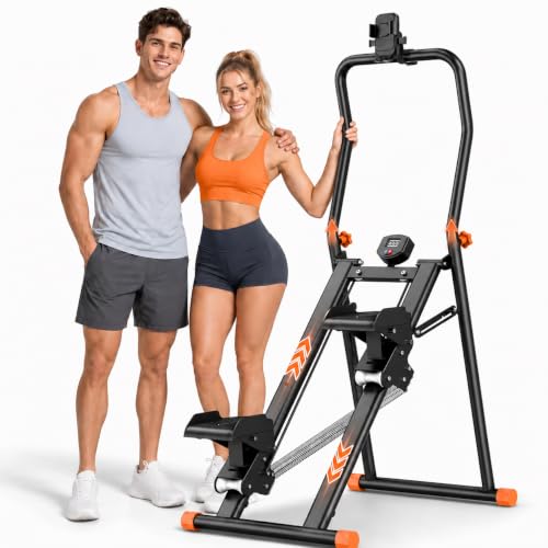 Stair Stepper for Home - 3-Level Resistance, Foldable, Black & Orange