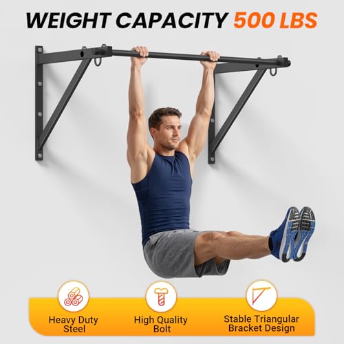 Wall Mounted Pull Up Bar - 51 Inch, 500LBS Capacity, Easy Install