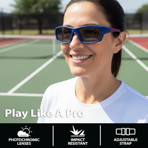 Blue Cut Navy Photochromic Sports Goggles for Basketball, Pickleball & Outdoor Sports
