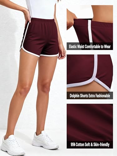 Women's Cotton Gym Yoga Shorts - Pack of 2, 3X-Large Black & Jujube Red