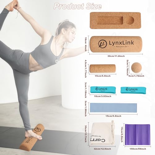 Cork Balance Board Kit with Massage Ball & Resistance Bands