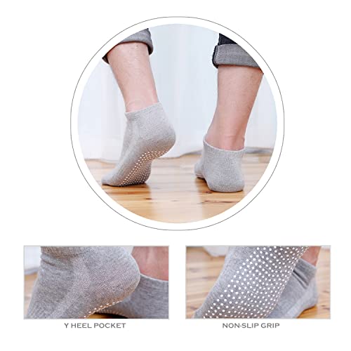Non-Slip Cotton Ankle Socks for Yoga & Pilates - Black, One Size