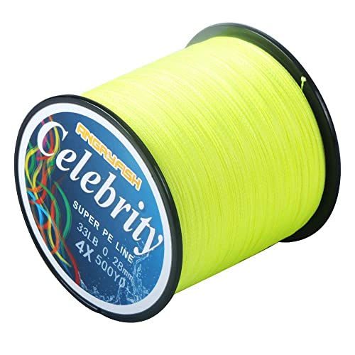 4-Strand Braided Fishing Line - 10LB/0.10MM-150YD - Yellow