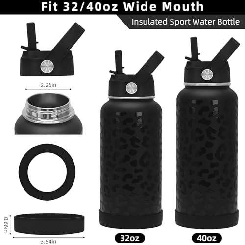 Straw Lid & Silicone Boot for Hydro Flask Wide Mouth - Black