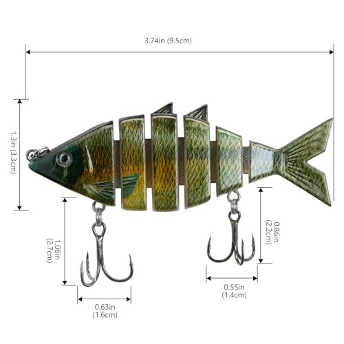Multi Jointed Fishing Lure - Bone Swimbait for Bass Trout Bluegill Pike - Lake Chub 3.7in/0.66oz
