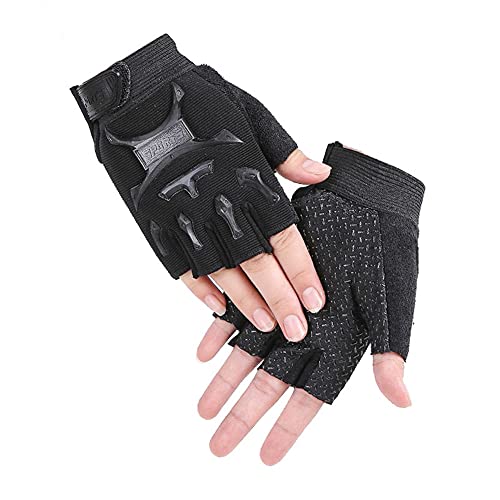 Kids Half Finger Cycling Gloves - Black / L (8-12 Years)