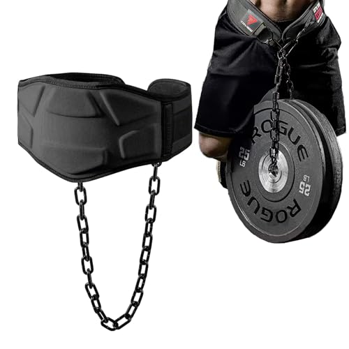TAVIEW Black Heavy Duty Dip Belt with Chain for Workout & Strength Training